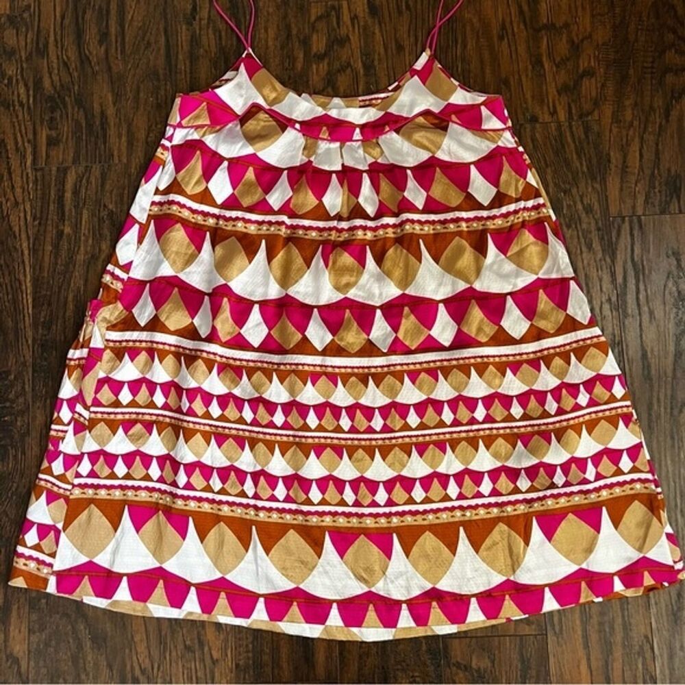 Diane Von Furstenberg Women’s Pink Geometric Silk Shift Dress Size 12 Vintage - Picture 9 of 10